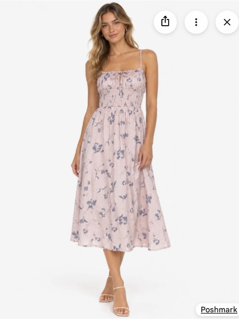 Reformation Mauve Floral Spaghetti-Strap Midi Dress